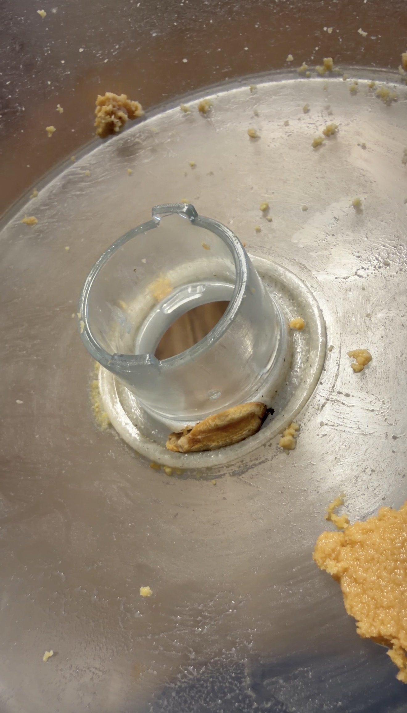 Melted plastic around the blade area of the retired food processor